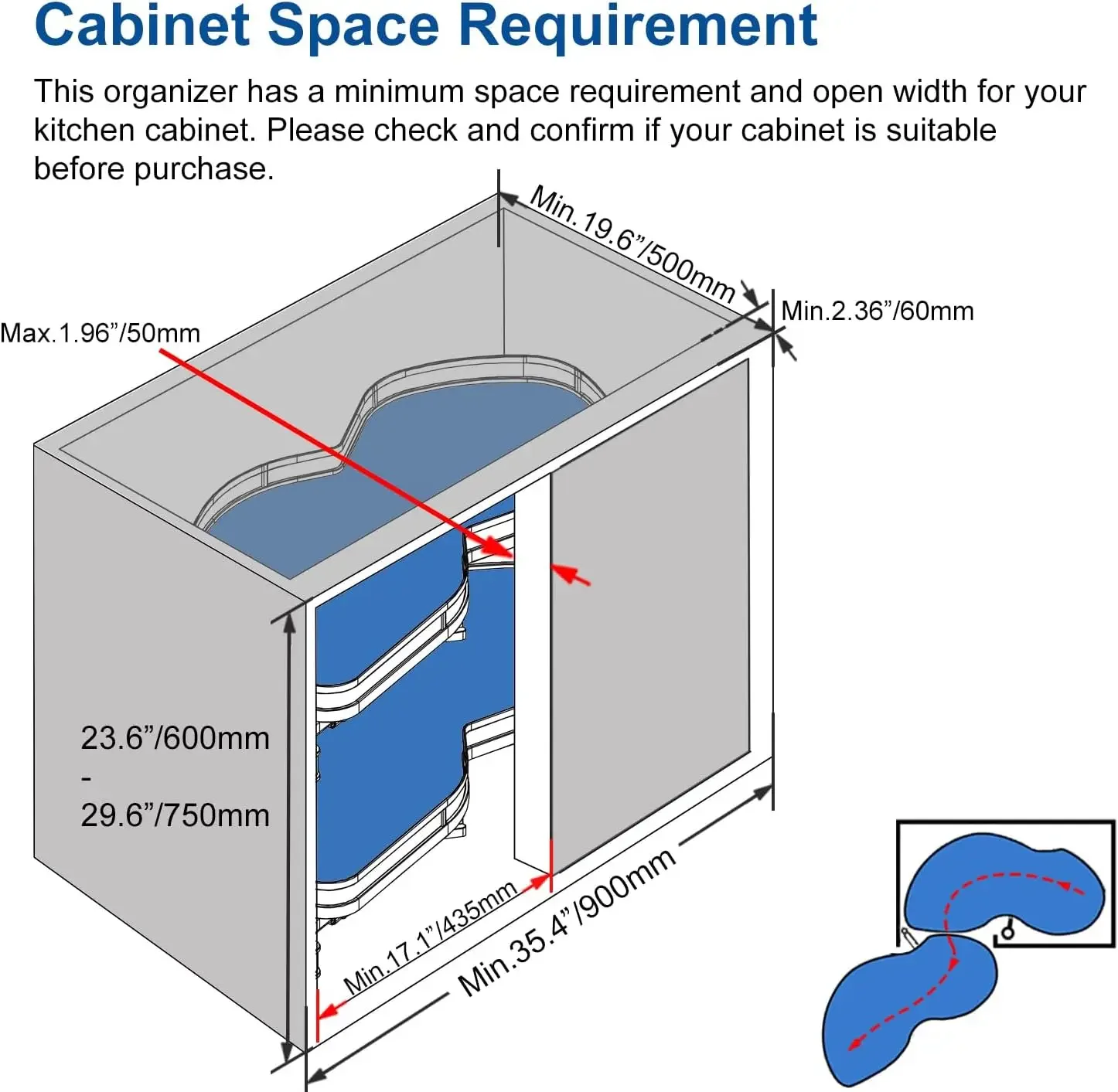 VADANIA Left Swing Pull Out Organizer for 36