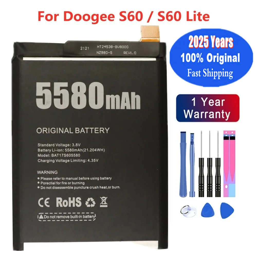 2025 Years Original Battery For Doogee S60 Lite BAT17M15580 BAT173605580 Phone Bateria Batteries Fast Shipping