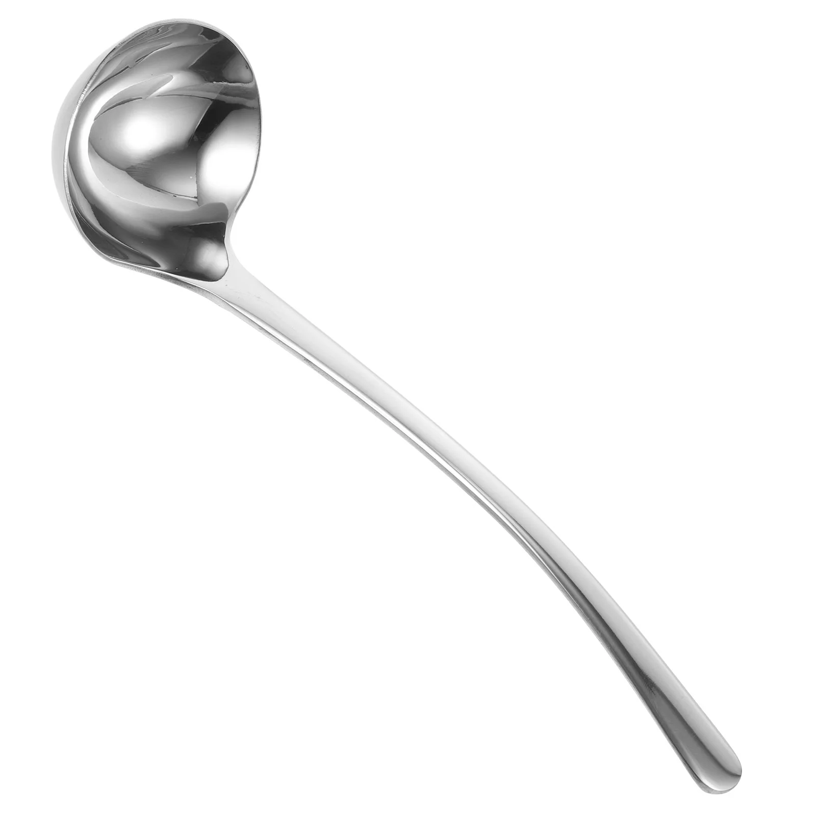 Long Handle Soup Spoon Stainless Steel Food Serving Scoop Mixing Spoon for Home Restaurant (Silver) soup spoons