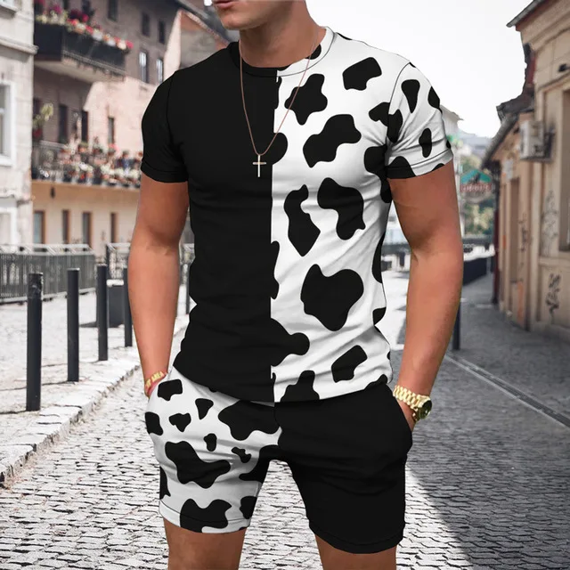 

Men and Boys' Summer Short-sleeved Shorts Suit Fashion Classic Luxury 3D Printing Suit Casual and Breathable Suit for 2025-2026