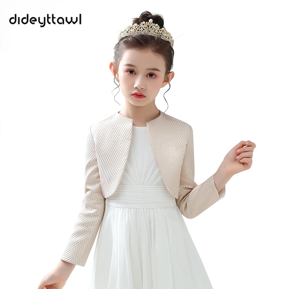 Dideyttawl-abrigo de manga larga para niña, chal cálido para niña, vestido de princesa, prendas de vestir exteriores de fiesta, abrigos de Bolero a juego para vestido de otoño