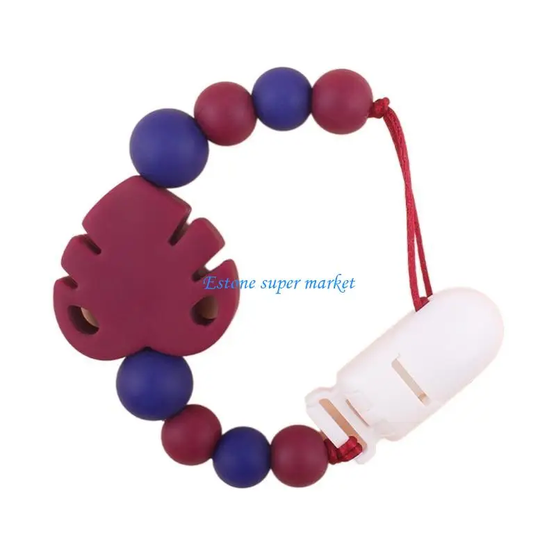 

090B Leaf Silicone Pacifier Clip for Babies Girls Boys Infant Teething Soother