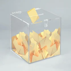 Boîte de Suggestion de don de billet en acrylique transparent de 8.66 pouces, Cube avec couvercle à charnière pour utilisation sur comptoir, boîte de rangement de cartes en papier