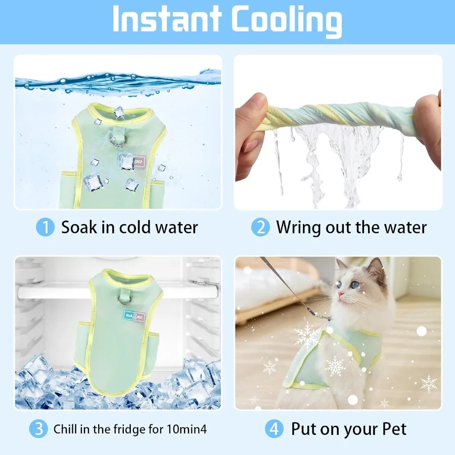 سترة تبريد للكلاب تي شيرت صيفي للحيوانات الأليفة قابل للتنفس سريع الجفاف للكلاب والقطط أزرق أخضر صغير (3.35.5 رطل) #3
