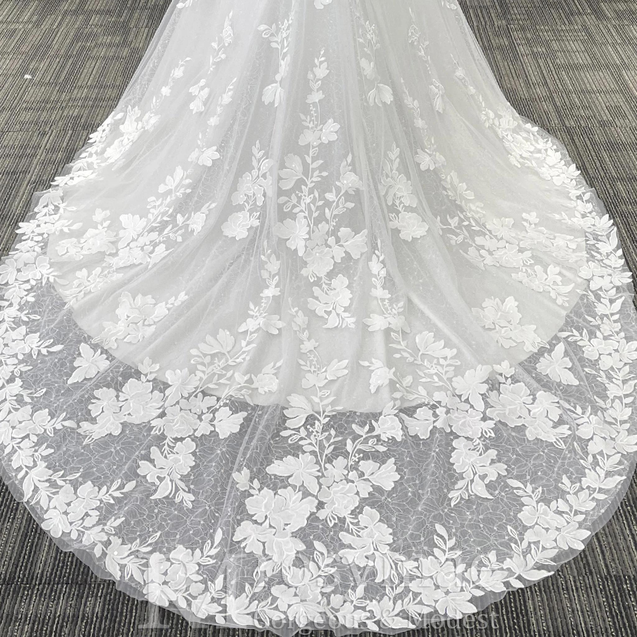 Rosymae Kanten Zeemeermin Trouwjurk met V-hals en Spaghettibandjes Elegante Bruidsjurk voor Vrouwen JavaScript Aixе