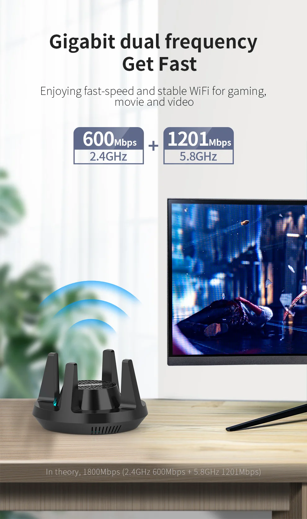 Comfast 1800Mbps WiFi6 ไดรฟ์การ์ดเครือข่าย USB3.0/2.0 Wifi Adapter 2.4/5.8G Dual-band Wifi Reciver 4 * 3dBi เสาอากาศ Win/LINUX