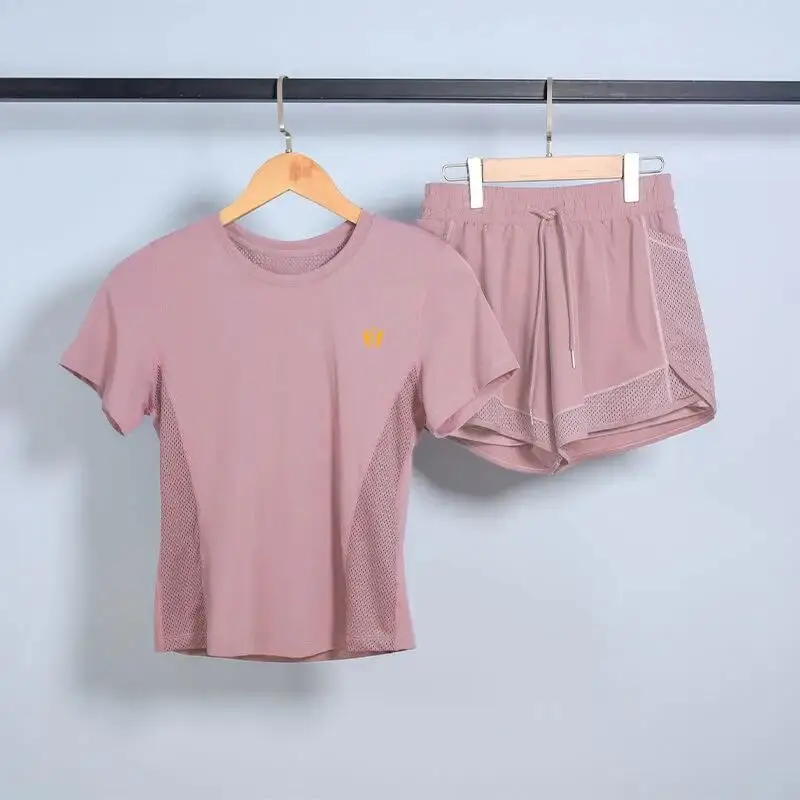 

plus Size Women's Ice Silk Quick Dry Short Sleeve Shorts Casual Thin Running Yoga Sportswear Two Piece Set Summer Online Excl...