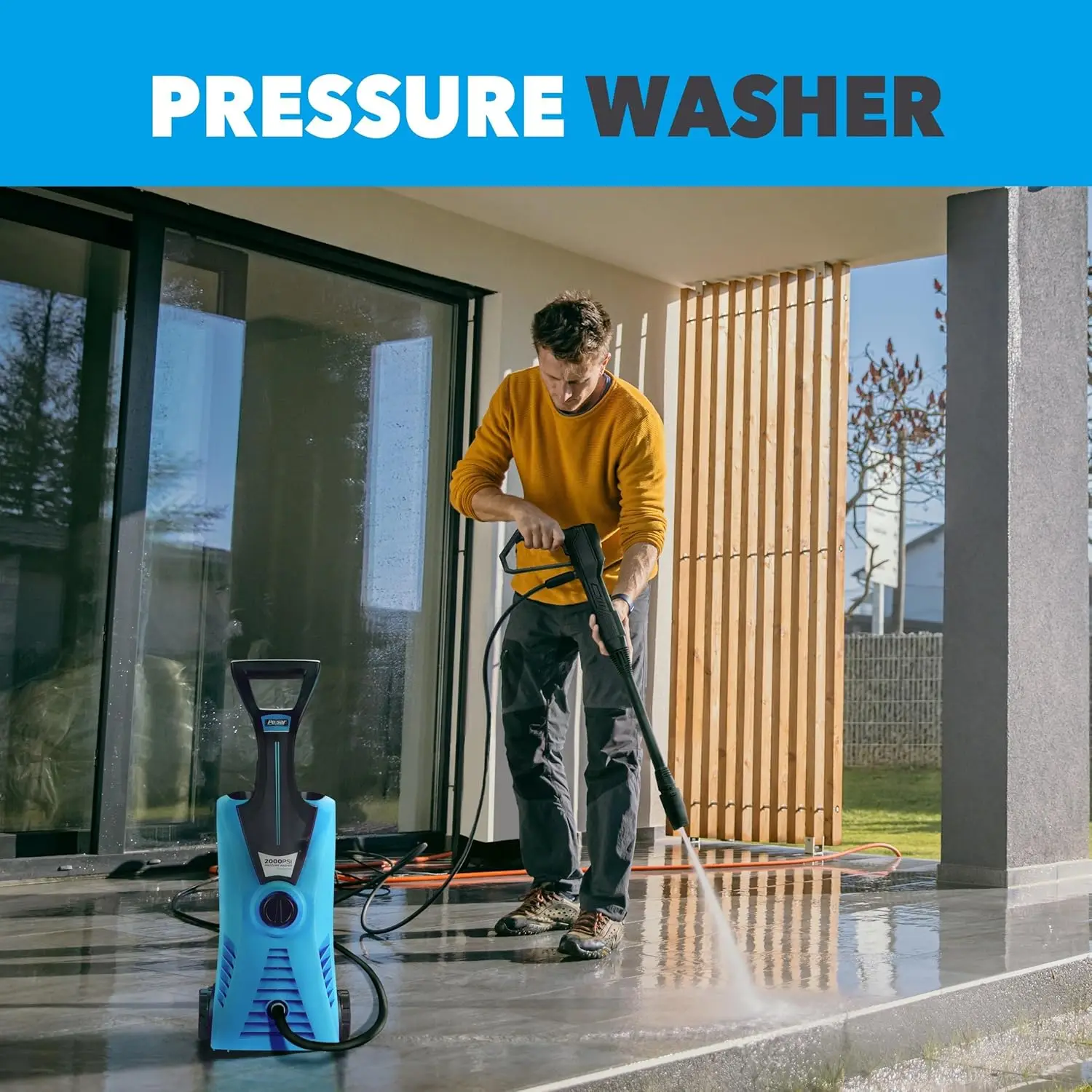 PWE2001V Electric Portable High Pressure Washer, PSI 2000, Cleans Cars/Fences/Patios