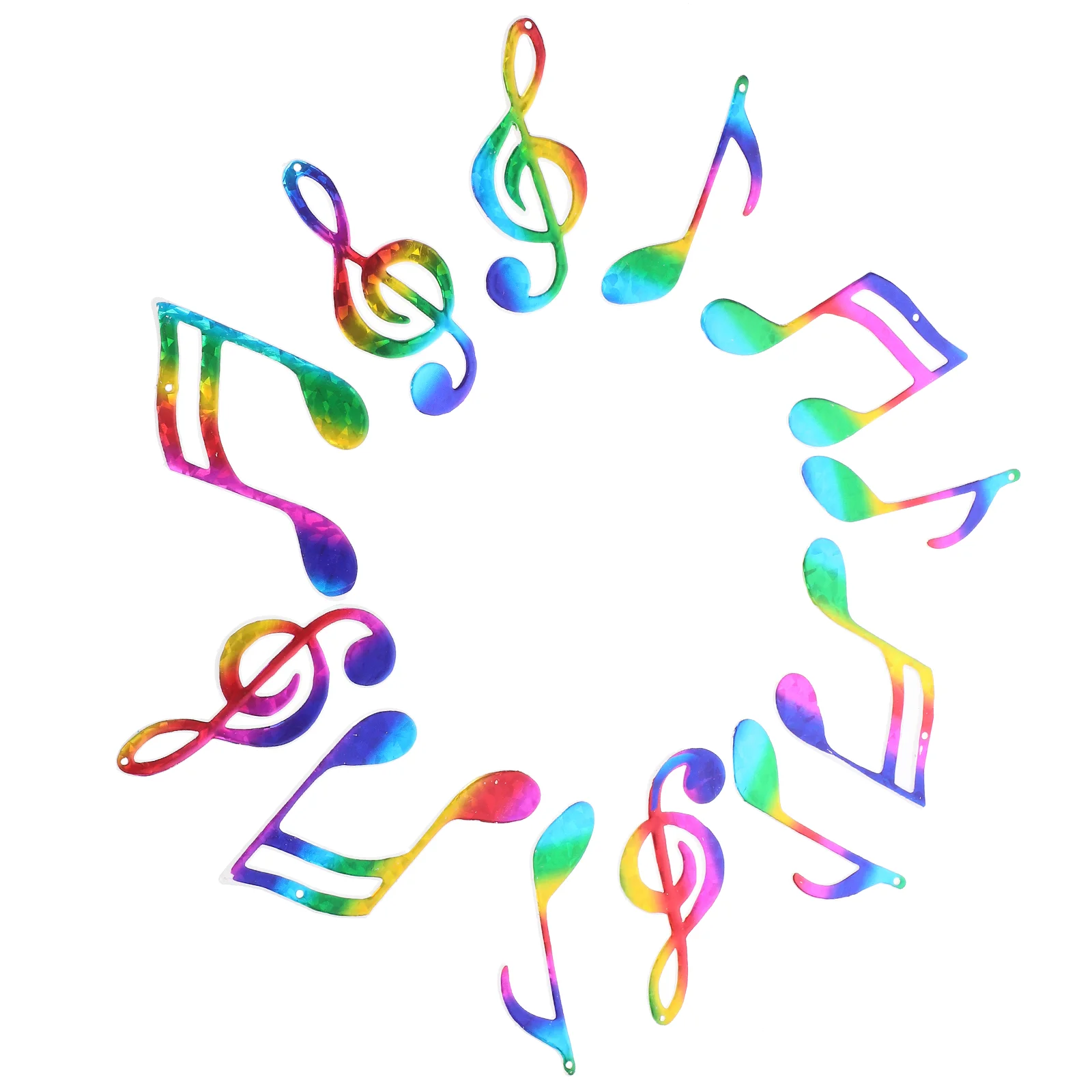 12 Uds. De notas musicales coloridas, adornos para árboles de Navidad chapados en caliente, colgante para lugar de vacaciones, decoraciones colgantes, regalos festivos de Navidad