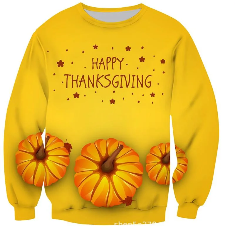 Happy Thanksgiving Day Sweatshirt Men 3D Turkey Printed Pullovers New In Sweaters Party Hoodies Long Sleeve Kids Autumn Clothes