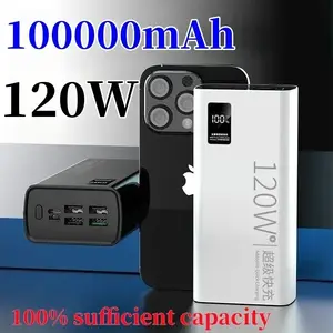Bilashmart 120W super fast charging 100000mAh 100% sufficient capacity mobile power bank suitable Apple Samsung Huawei etc