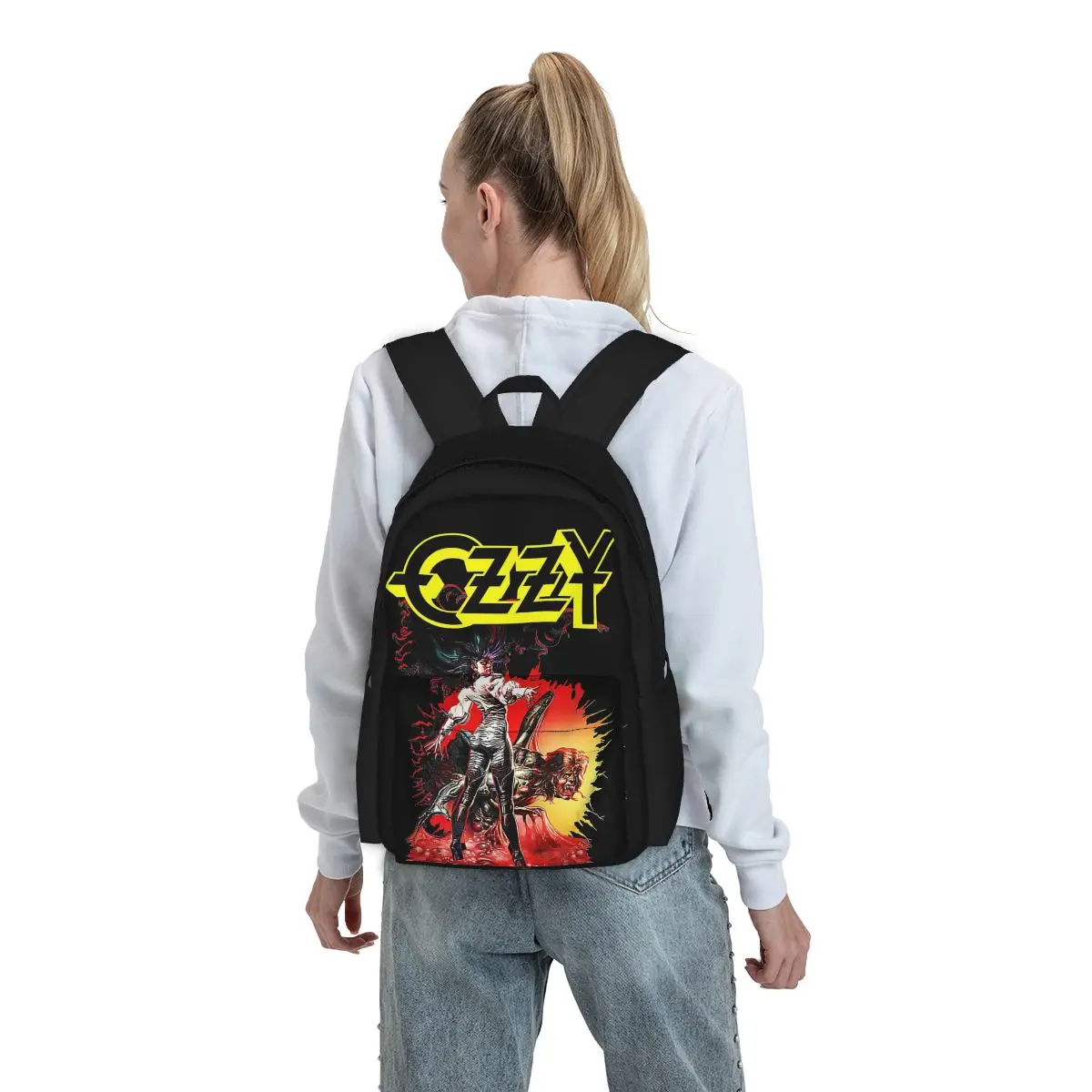 Ozzy OsRubber Merch Mochilas para Meninos e Meninas, Príncipe das Trevas, Bolsas Escolares para Estudantes, Mochila de Viagem dos Desenhos Animados, Bolsa de Ombro