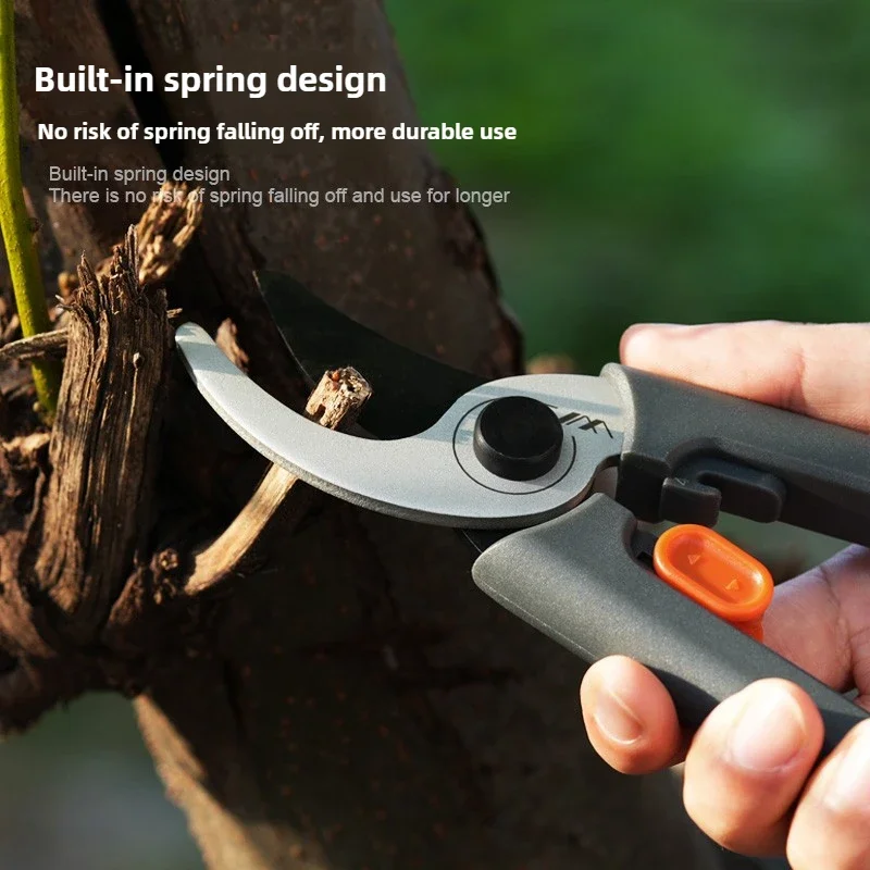 JIMIHOME Gardening Pruner Shears Carbon Steel Blades Comfortable Handheld Handle with Built-in Spring Lock