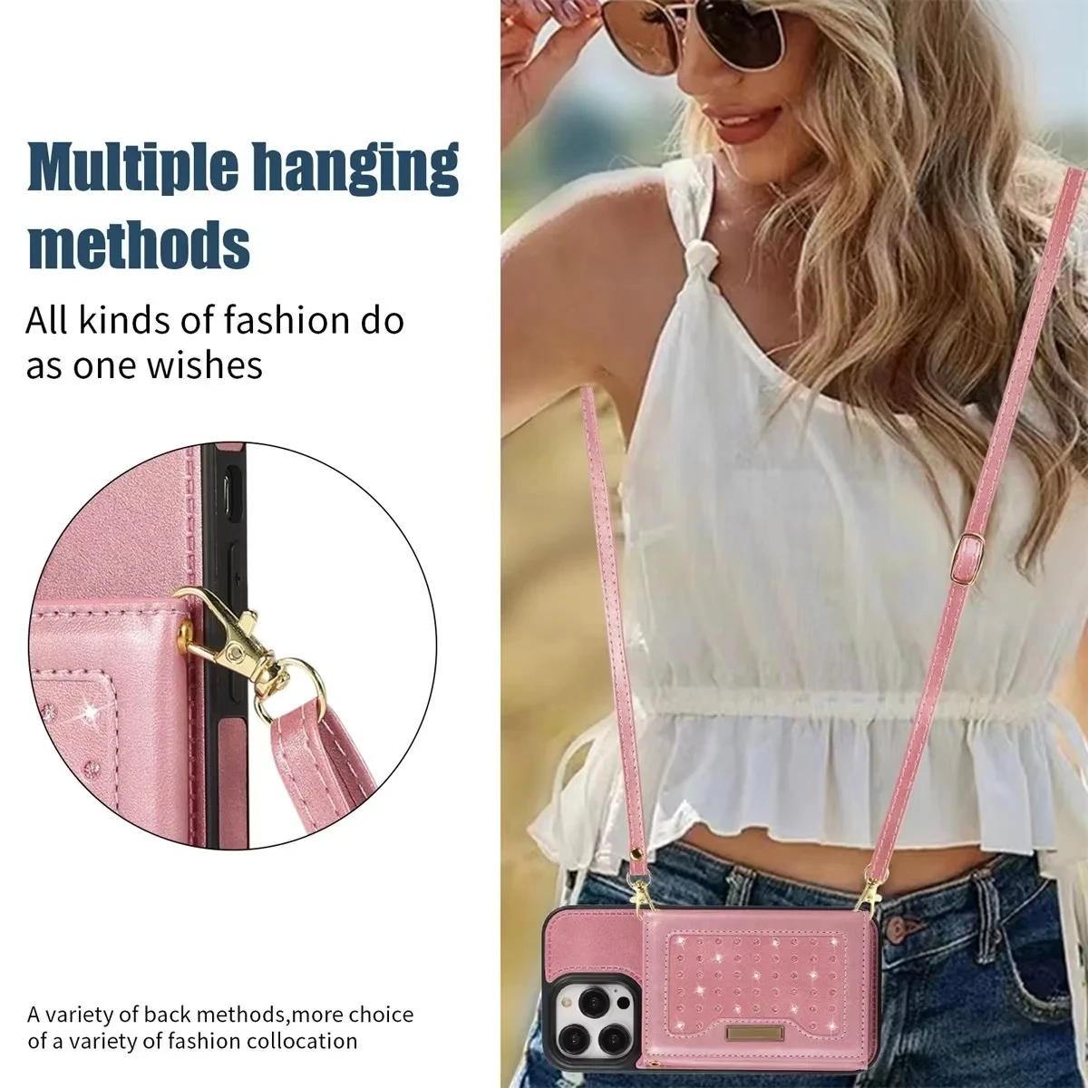 Glitter Leather Wallet Case for iPhone 14 15 16 Pro 16E XR XS 11 12 13 Pro Max 7 8 Plus SE RFID Blocking Card Holder Phone Cover
