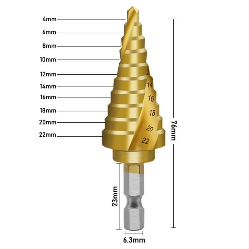 Step Drill Bit Set for Titanium Coated High Speed Steel Drill Cone Bits for Sheet Metal Hole Drilling Cutting DIY Lovers