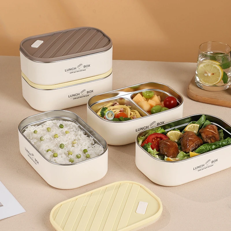 

600ml Large Capacity Insulated Lunch Box Microwaveable Rectangular Food Storage Container Detachable School Food Box Practical