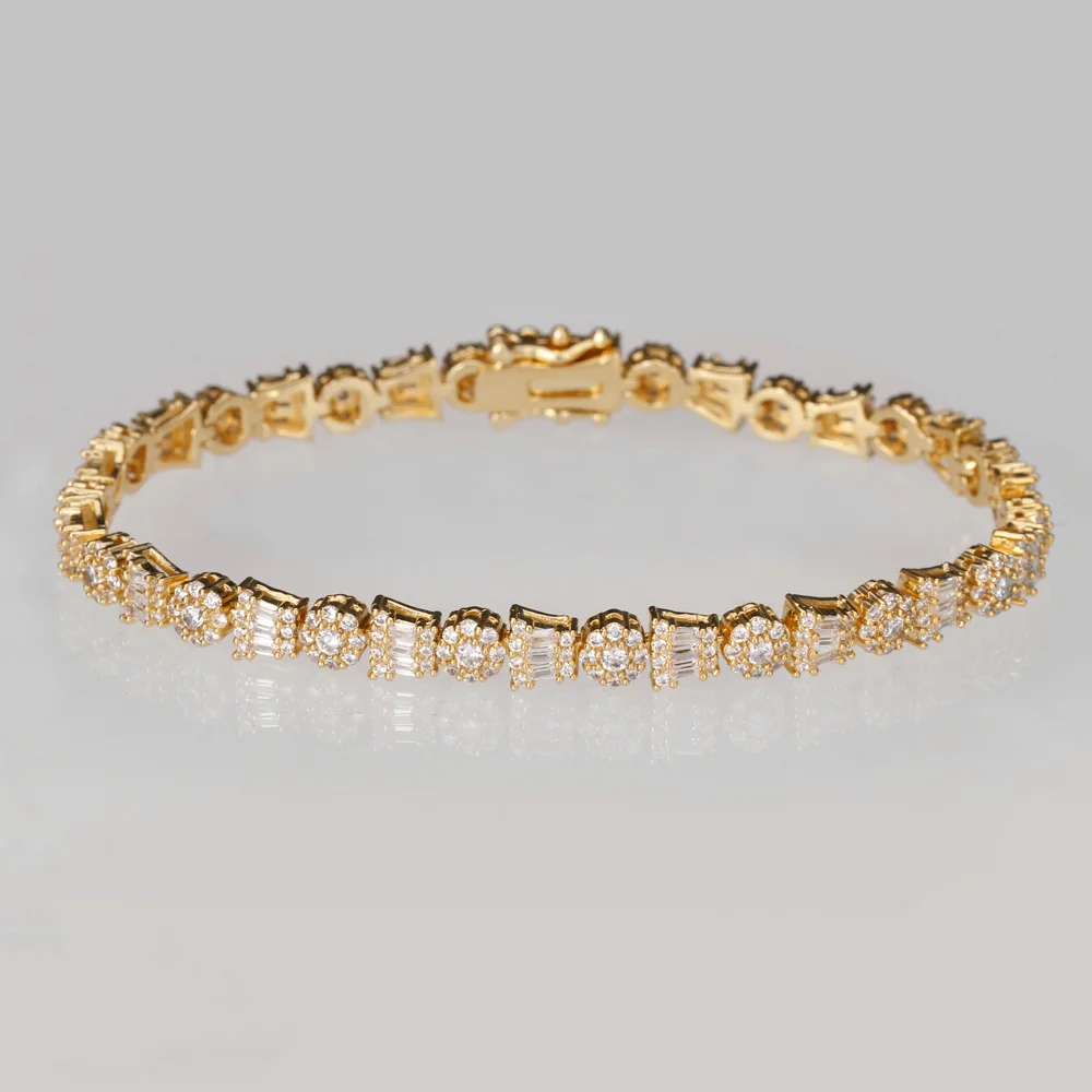 Elegant Full Micro Pave Zircon 18K gold Color CZ Leaf Link Chain Bracelet for Women Fashion Wedding Party Jewelry Bangle