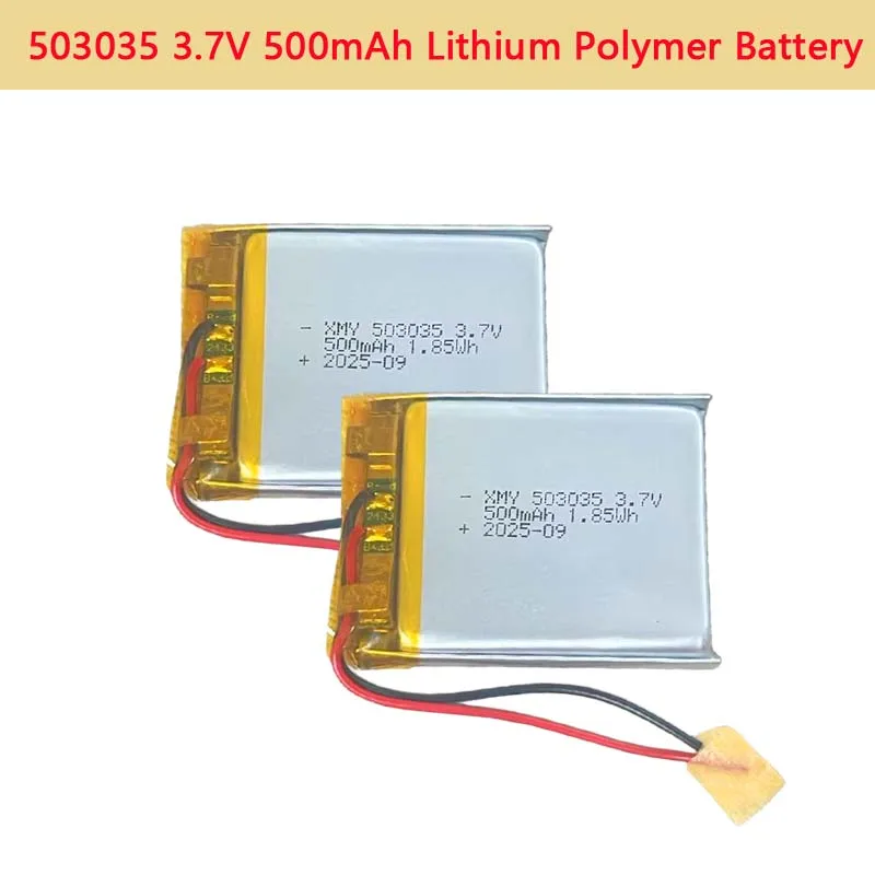 503035 3.7 فولت 500 مللي أمبير بطارية ليثيوم أيون بوليمر بطارية ليثيوم لمكبر الصوت راديو VCR مصباح ليد خلايا GPS قابلة للشحن