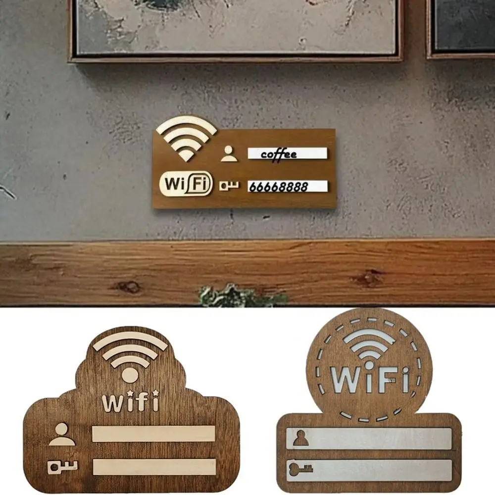 Wooden WiFi Password Sign Wall Mounted Handwriting WiFi Wall Stickers Rewritable Multi-Purpose Use
