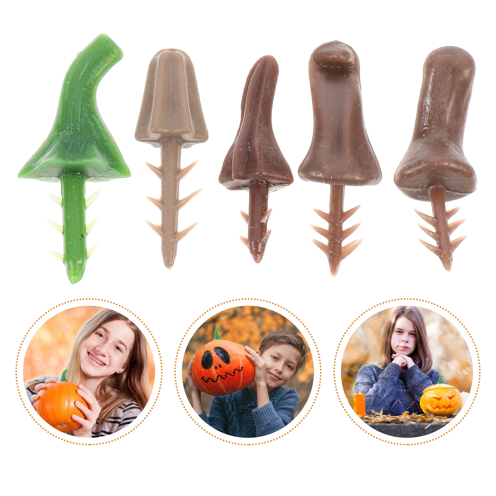 

100pcs Foam Pumpkin Handle Plastic DIY Faux Stems Festival Craft Accessory Party Decoration Tool Barbed Stable