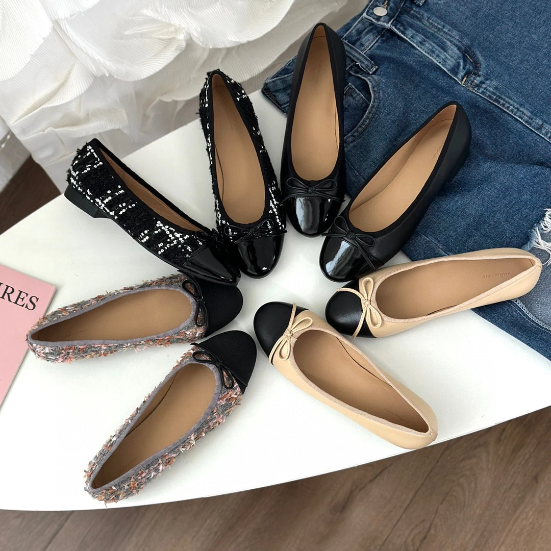 

Женские туфли с круглым носком на низком каблуке из натуральной овчины, мягкие, для танцев, с узлом, модные, весна 2024