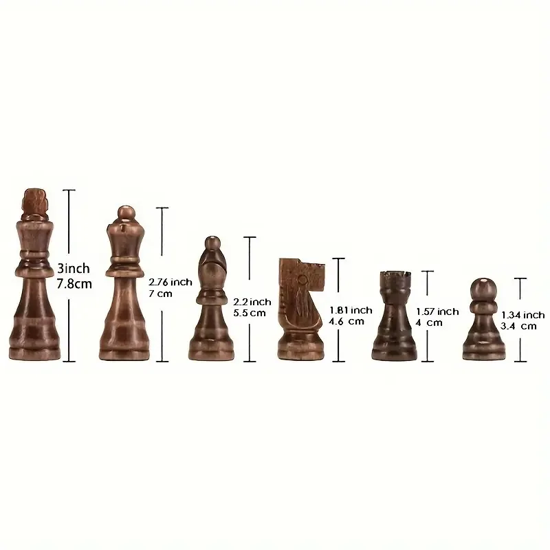 32Pcs Sturdy Wooden Chess Standard Tournamen Staunton Wood Chessmen 7.8cm King Height (Chess Board Not Included) image 2