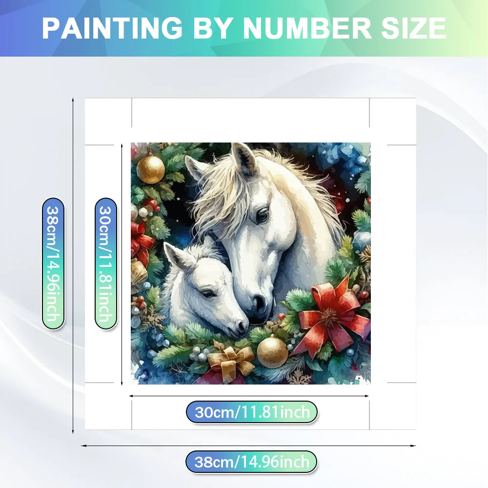 HUACAN Painting By Numbers Adults horse christmas Drawing By Numbers  winter snow animal Hand Painted Decor For Home