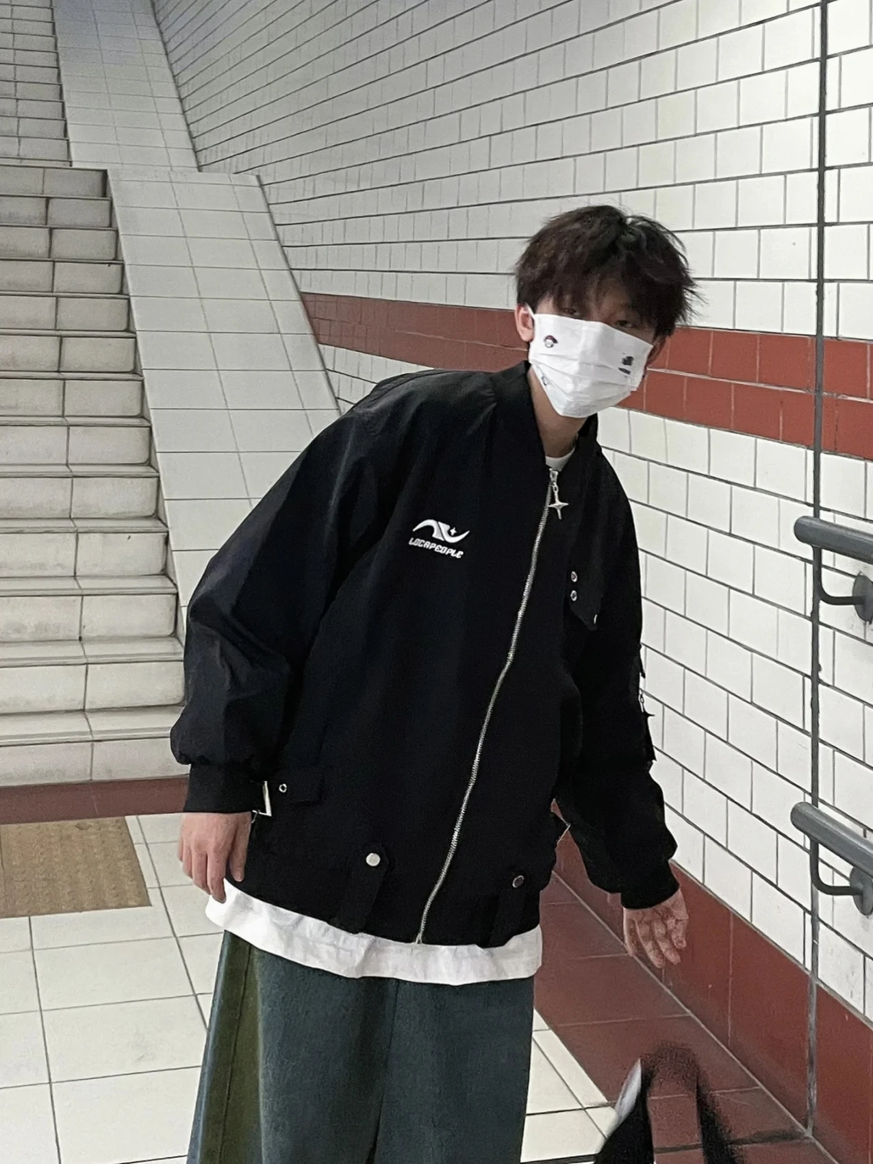 

Ретро американский красный вышитый пилотный джет мужской весенне-осенний свободный бейсбольный верхняя одежда модная молодежная мода