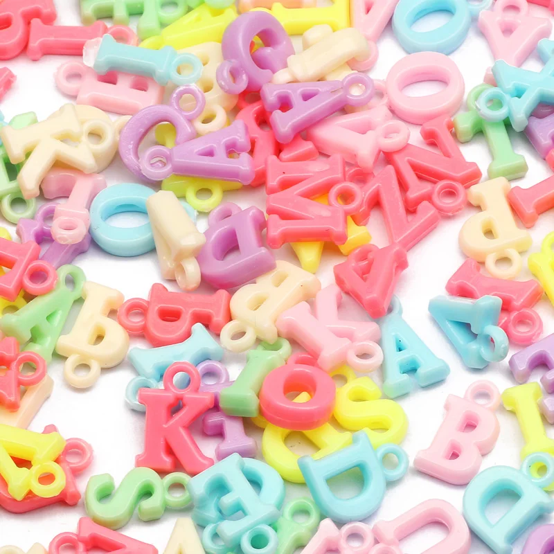 50pcs 4Color Mixed Acrylic Letter Beads Alphabet Charms Beads For Jewelry Making Diy Bracelet Necklace Pendant Accessories
