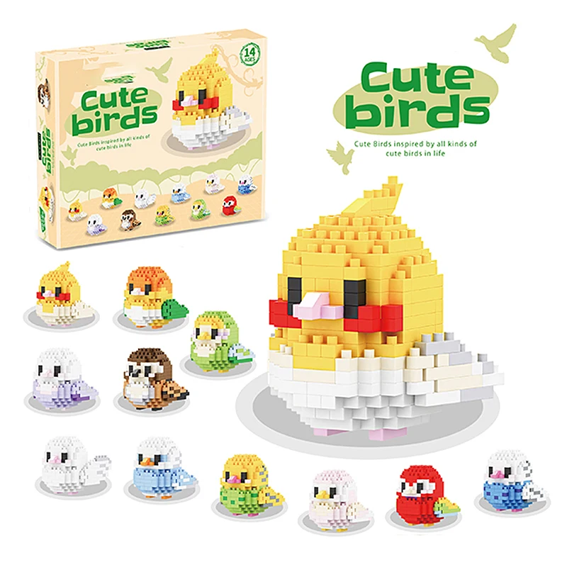 Moe Bird Serie Bouwstenen Model Cartoon Leuke Papegaaien Mussen Dier Montage Bricks Woondecoratie Speelgoed Cadeau Voor Kind Meisje