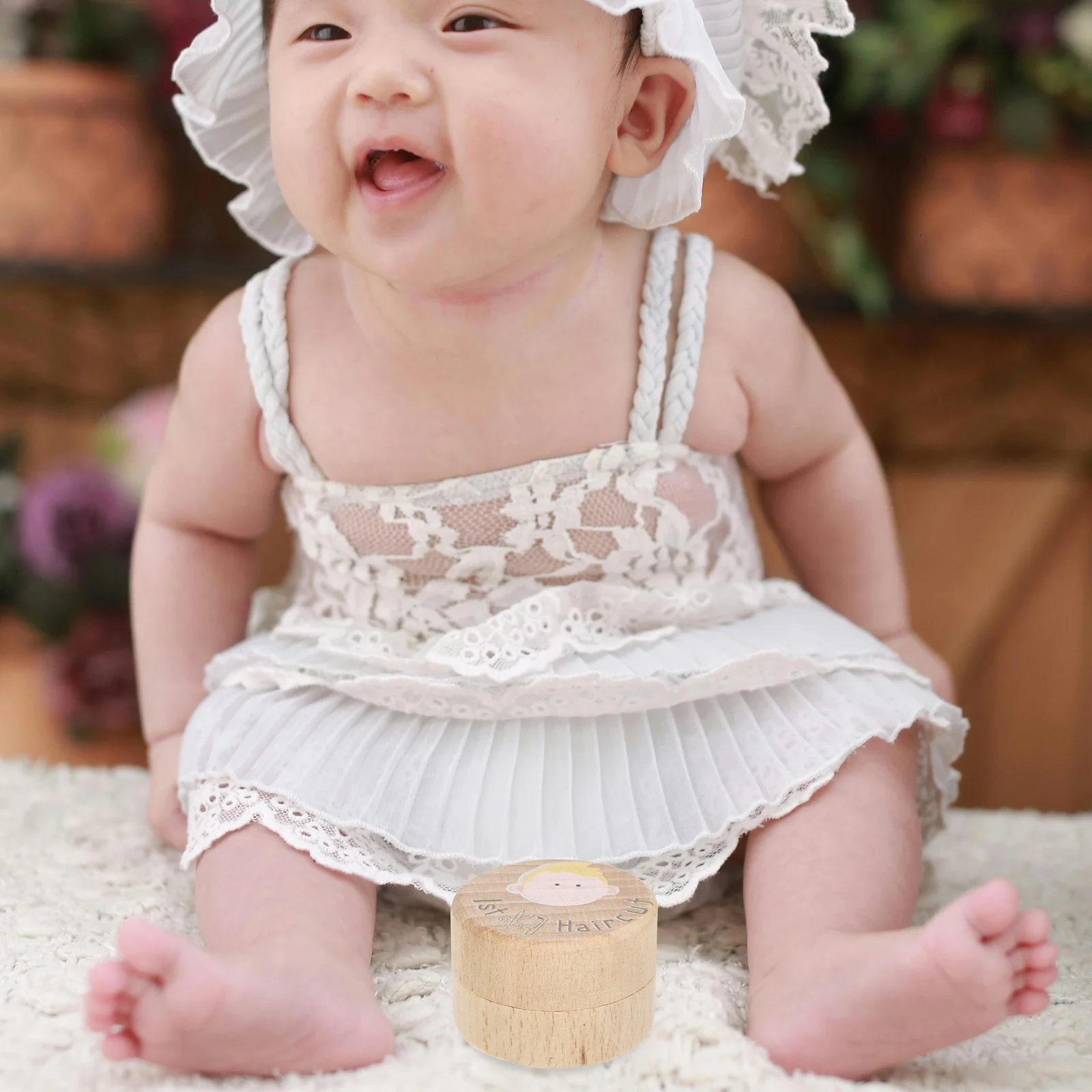 Scatola per ricordi del primo taglio di capelli del bambino Contenitore portaoggetti in legno per decorazioni per la cameretta dei capelli delle ragazze dei ragazzi Regali delle fate