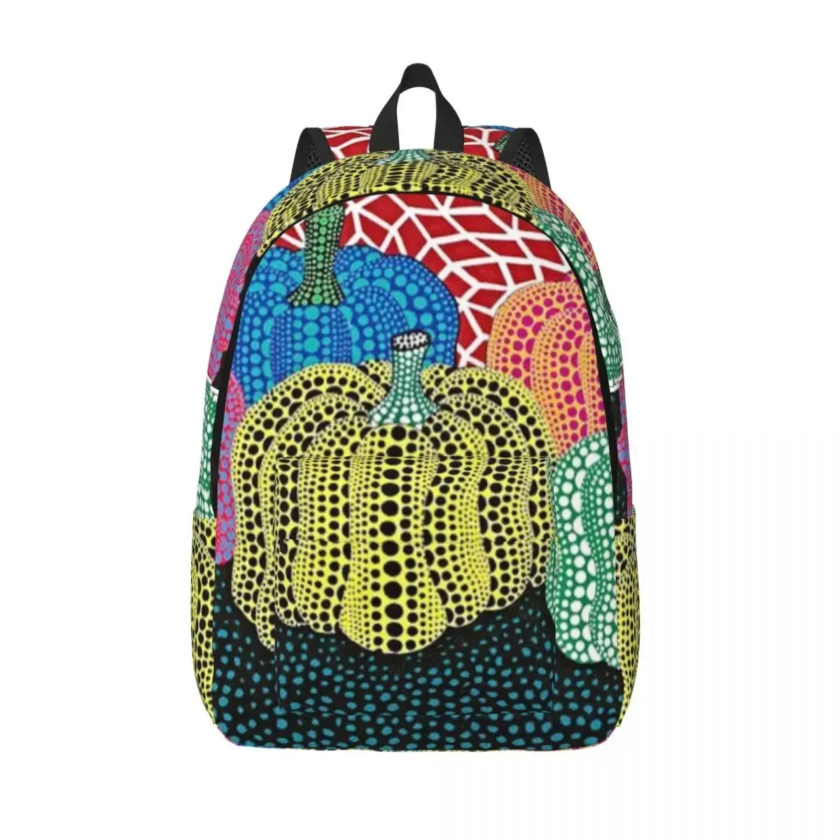 Pumpkin Backpack Elementary High College School Student Yayoi Kusama Art Dots Polka Bookbag Teens Sports Canvas Daypack