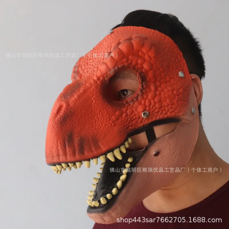 2025 Maschera da dinosauro di Halloween Bocca mobile Raptor Tyrannosaurus Rex Cappuccio per festa di Natale a bocca aperta