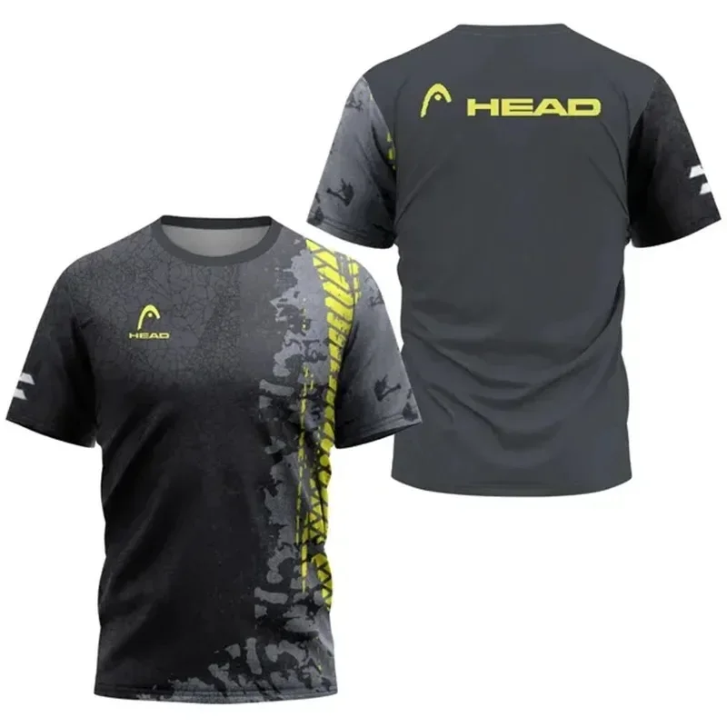 

2025 New Men's Sport T-shirt Summer Leisure Short Sleeve Head Badminton Table Tennis Training Breathable Quick Drying O-Neck Top