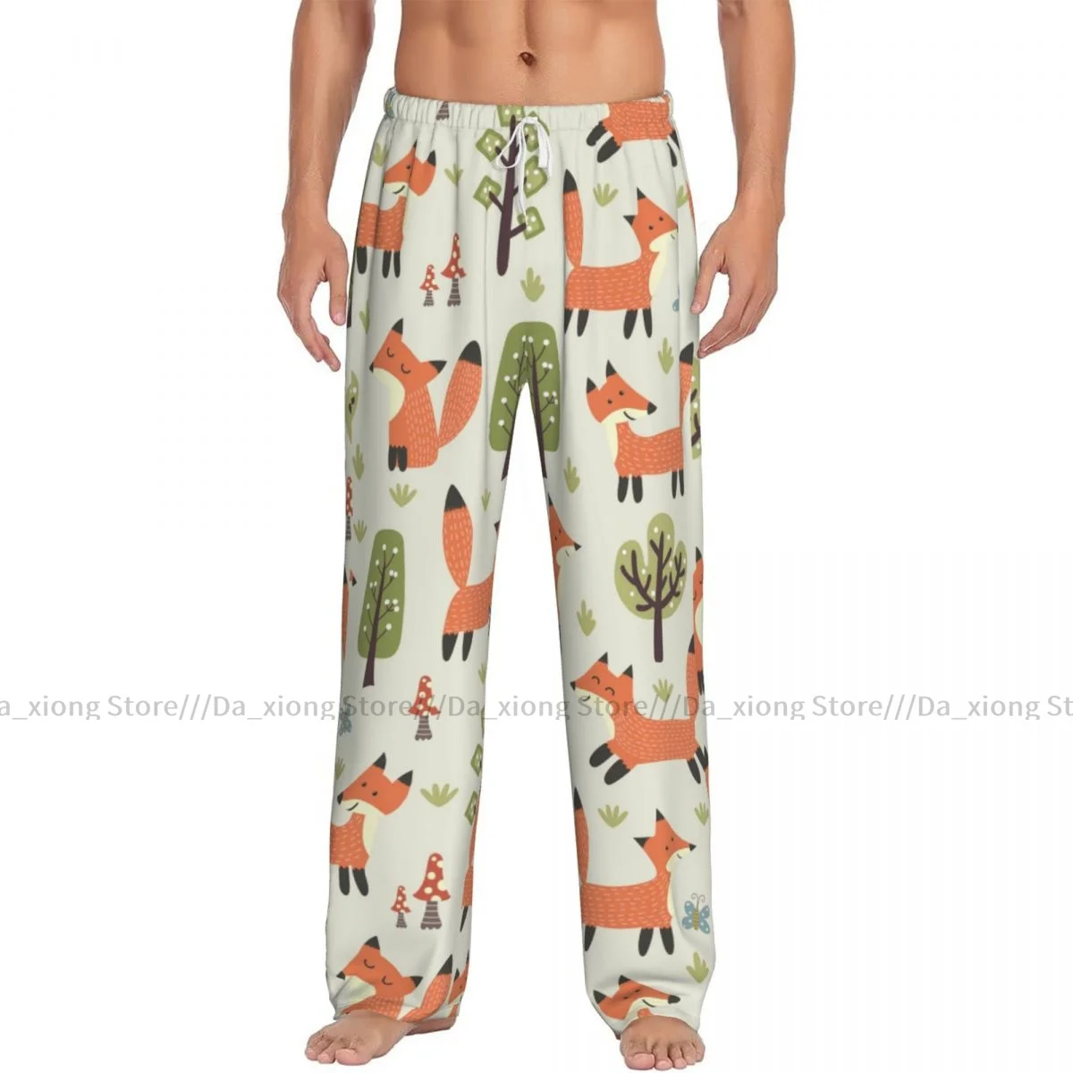 Men's Casual Pajama Sleeping Pants Cute Little Fox And Forest Tree Lounge Loose Trousers Comfortable Nightwear