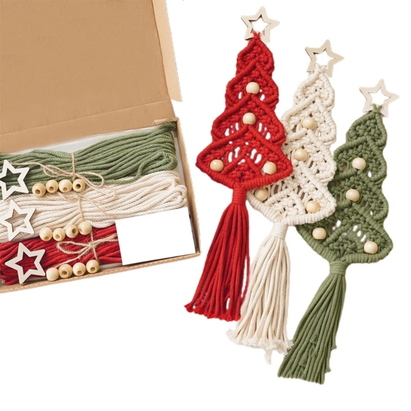 Christmas Tree Macrames Set Woven Tapestry Hanging Decoration for Adult Beginner Drop Shipping