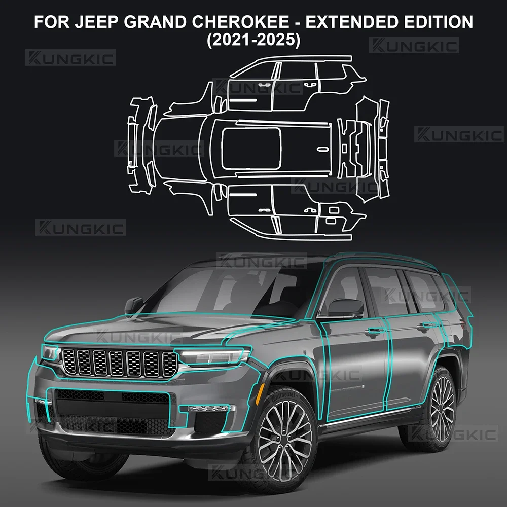 TPU Paint Protection Film Body Sticker For JEEP GRAND CHEROKEE Extended Edition 2021-2025 Anti-scratch Protective Transparent