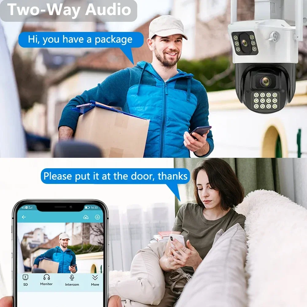 New 4K Security Wifi PTZ Camera System 8MP Audio Mic CCTV 10CH POE NVR AI Color Night Home Video Surveillance Camera Outdoor Set