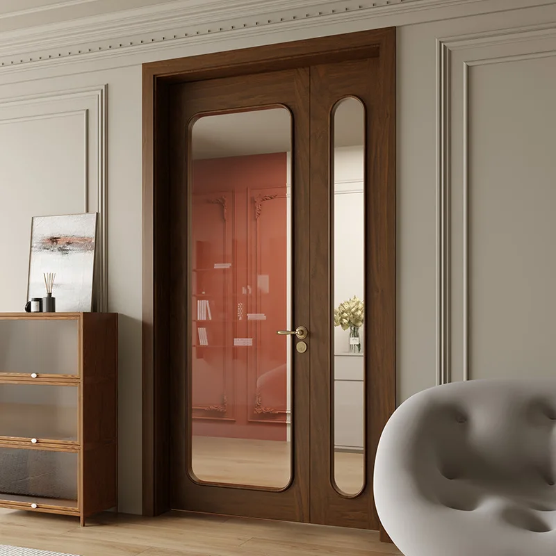 Nuovo legna cinese vento vernice in legno massello porta della camera da letto porta della camera da letto in noce nera doppia porta aperta per madre e bambino