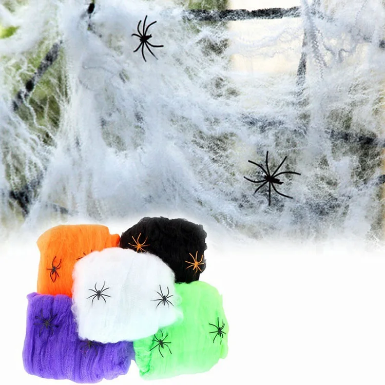 

Halloween Decorations Artificial Spider Web Stretchy Cobweb Scary Party Halloween Decoration for Bar Haunted House Scene Props