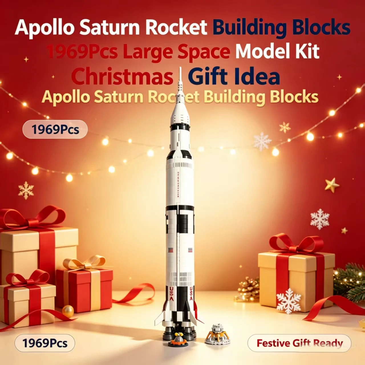 Apollo Saturn Raketen-Bausteine, 1969 Teile Großes Weltraum-Modell, Weihnachtsgeschenk-Spielzeug