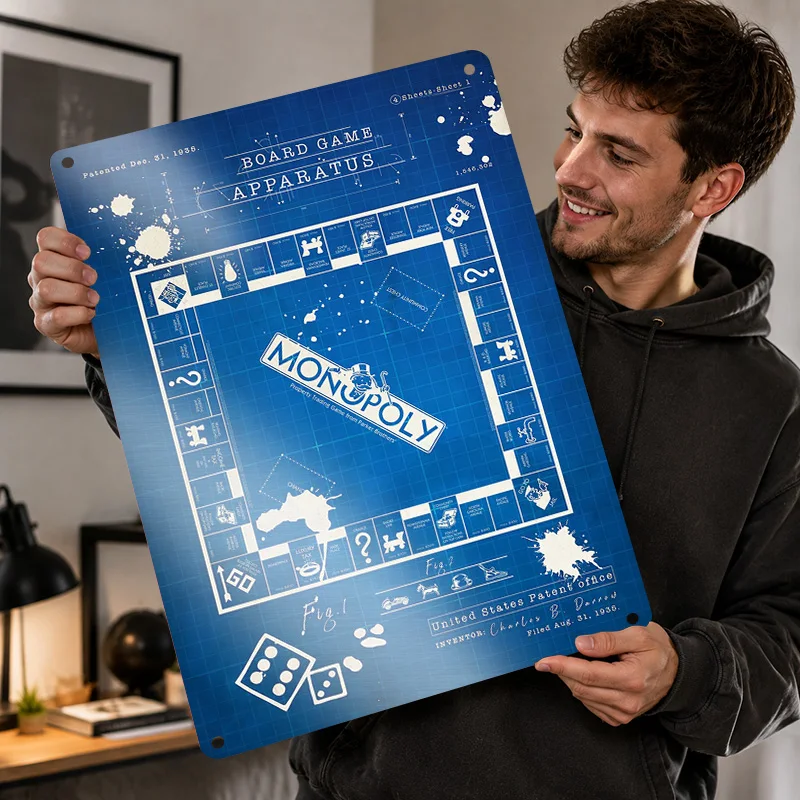 Monopoly Aluminum Posters Personalized Metal Tin Sign Dark Adventure Graphic Wall Art Ideal For Media Lounge Or Birthday Gift - view 2