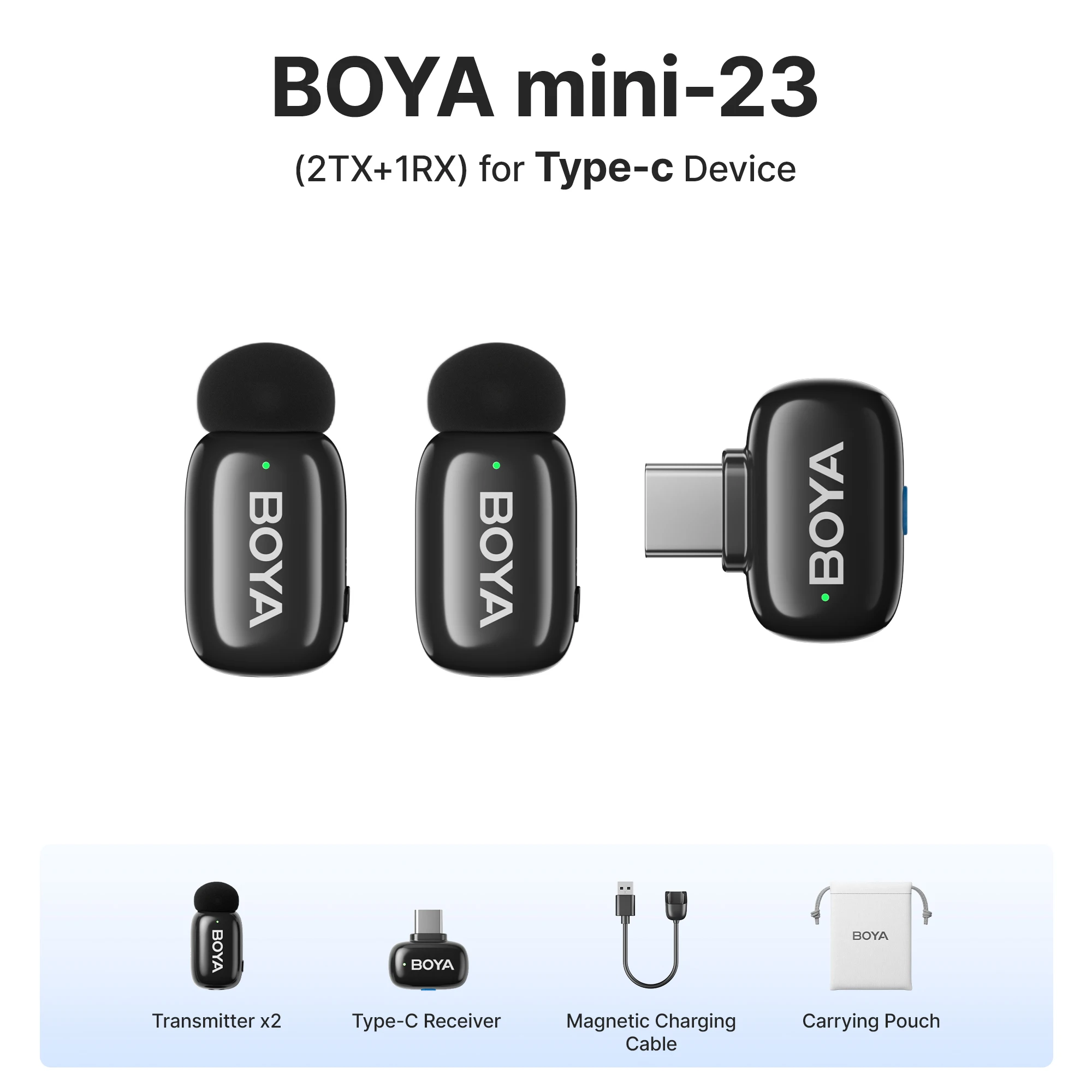BOYA BOYA Mini Wireless Lavalier Lapel Microphone for iPhone Android Type-c Smartphone DSLR Cameras Youtube Recording Streaming