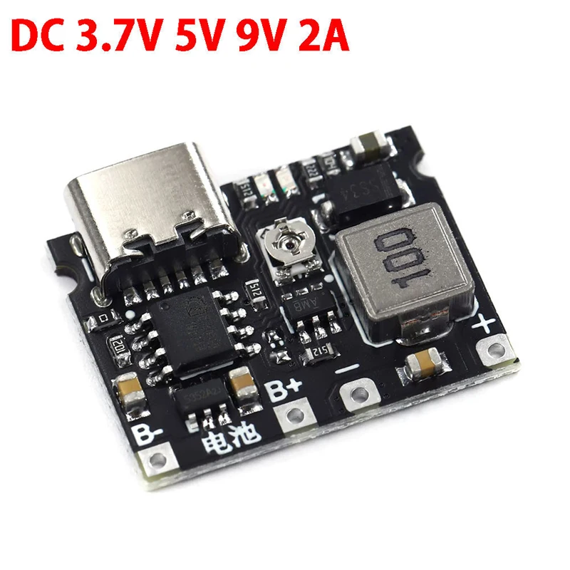 Type-C USB 3.7V 4.2V 1A 5W Lithium Li-ion 18650 Battery Charger Board DC-DC Step Up Boost Module TP4056 DIY Kit Parts