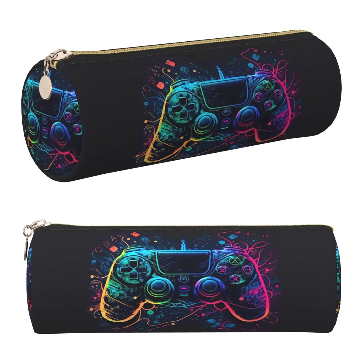 Neonlicht-Gamecontroller-Design Federmäppchen Stifthalter Zylindrische Stiftbox Federtasche für Schüler und Schule