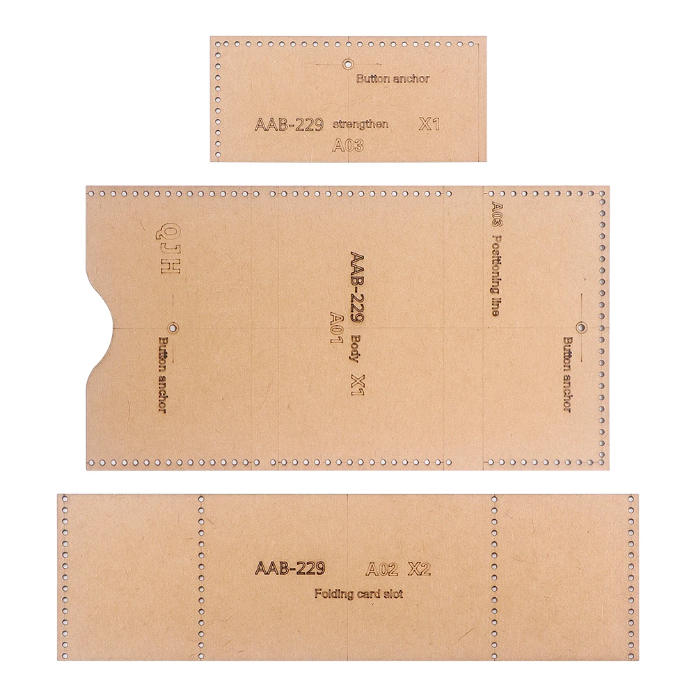 DIY Leather Handmade Crafts Mini Multi-Slot Card Bag Coin Purse Kraft Paper Template with Holes for Sewing