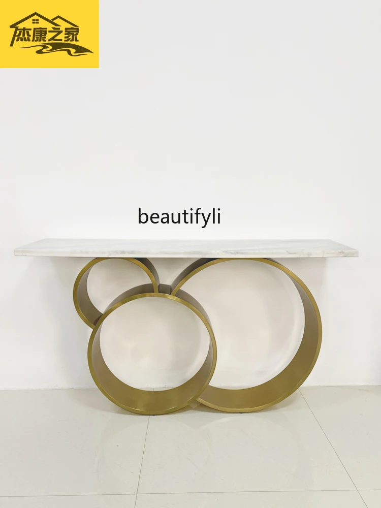 Stainless Steel Marble Narrow Strip Narrow Table Wall Console Table Creative Strip Partition Decorative Side View Suit