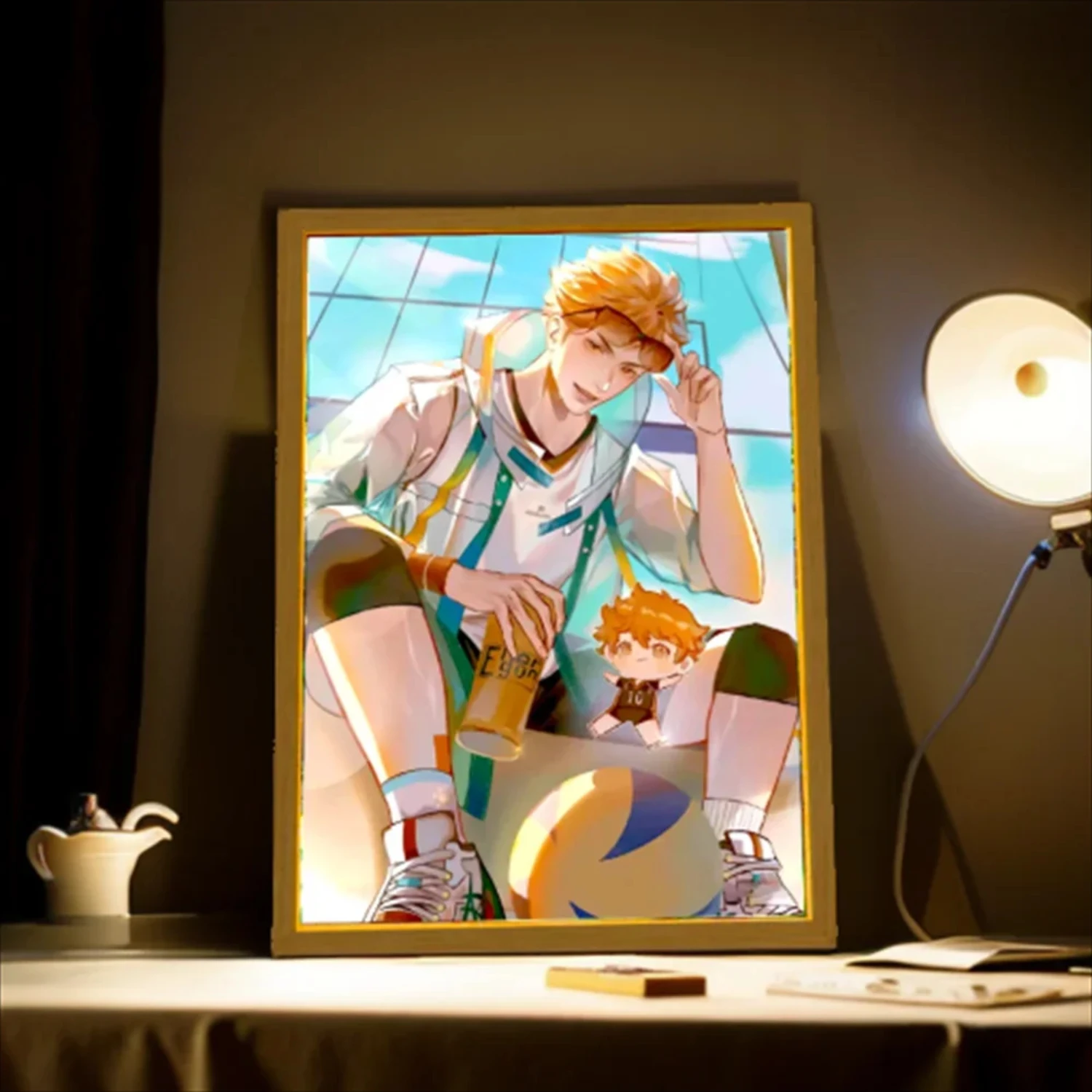 Light Painting Picture Frame Anime Figures Haikyuu!!  Shoyo Hinata Led Night Lights Bedroom  Decorative  Gift  Lamps