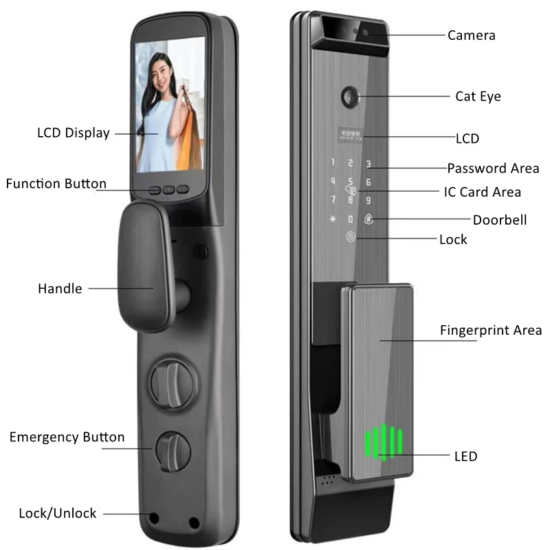 Tuya Wifi Face Recognition Door Lock Finger Vein Electronic Smart Door Lock Fingerprint Home Anti-theft Auto Remote Control Lock