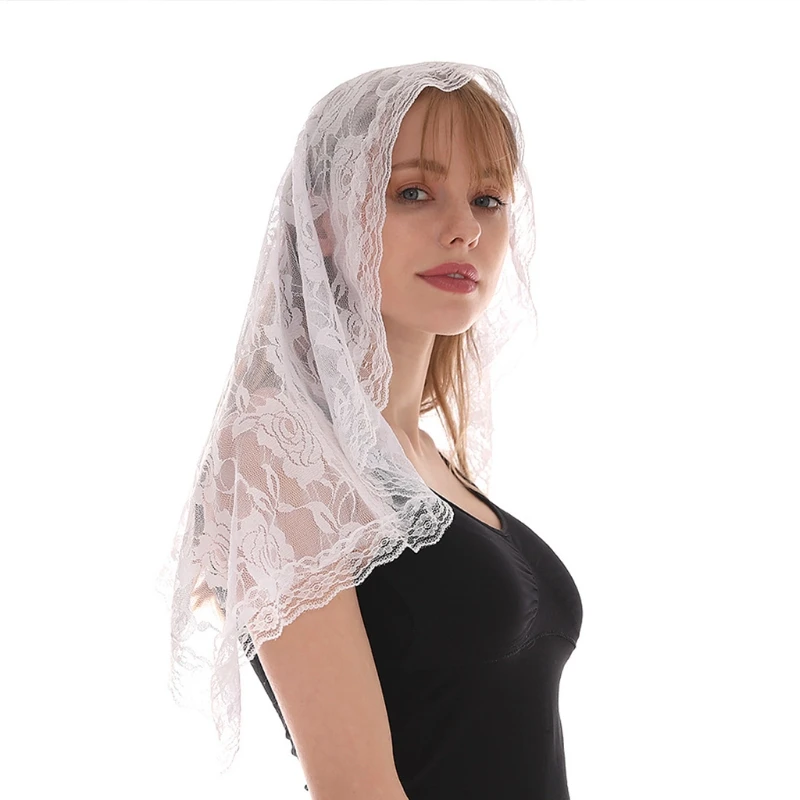 

Spanish Lace Traditional Vintage Mantilla Veil Latin Mass for Head Covering Scarf for Catholic Church Chapel S